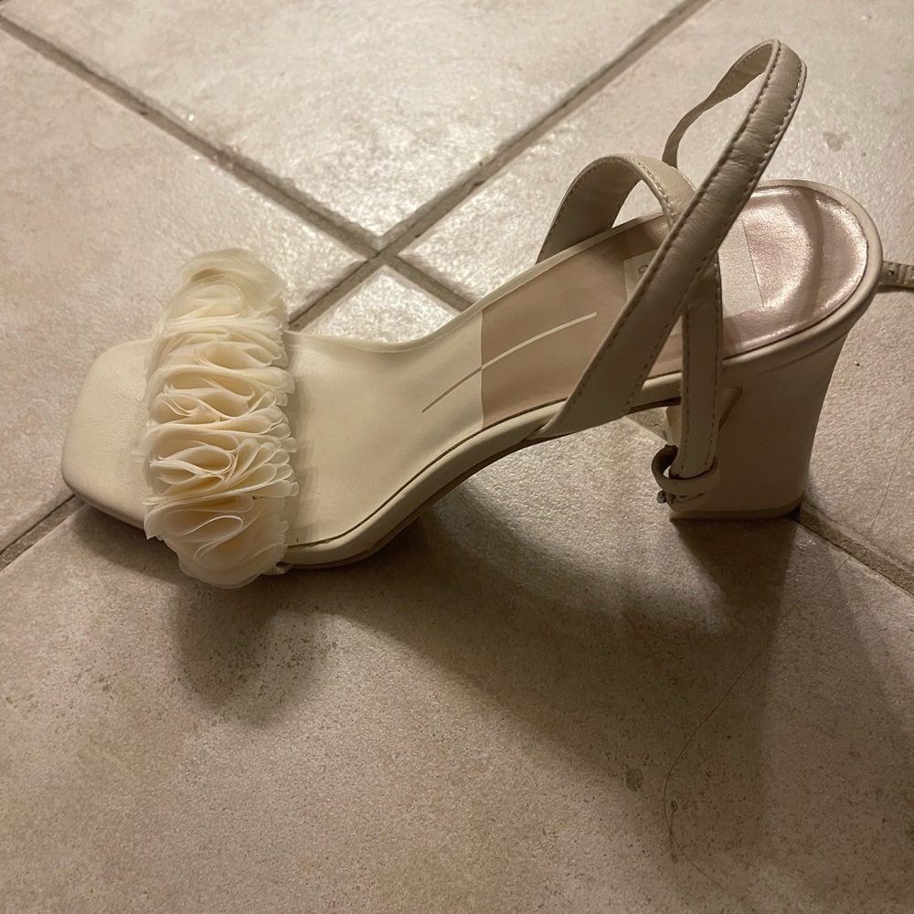 Dolce Vita Cream Heels with Floral Accents - Picture 2 of 2